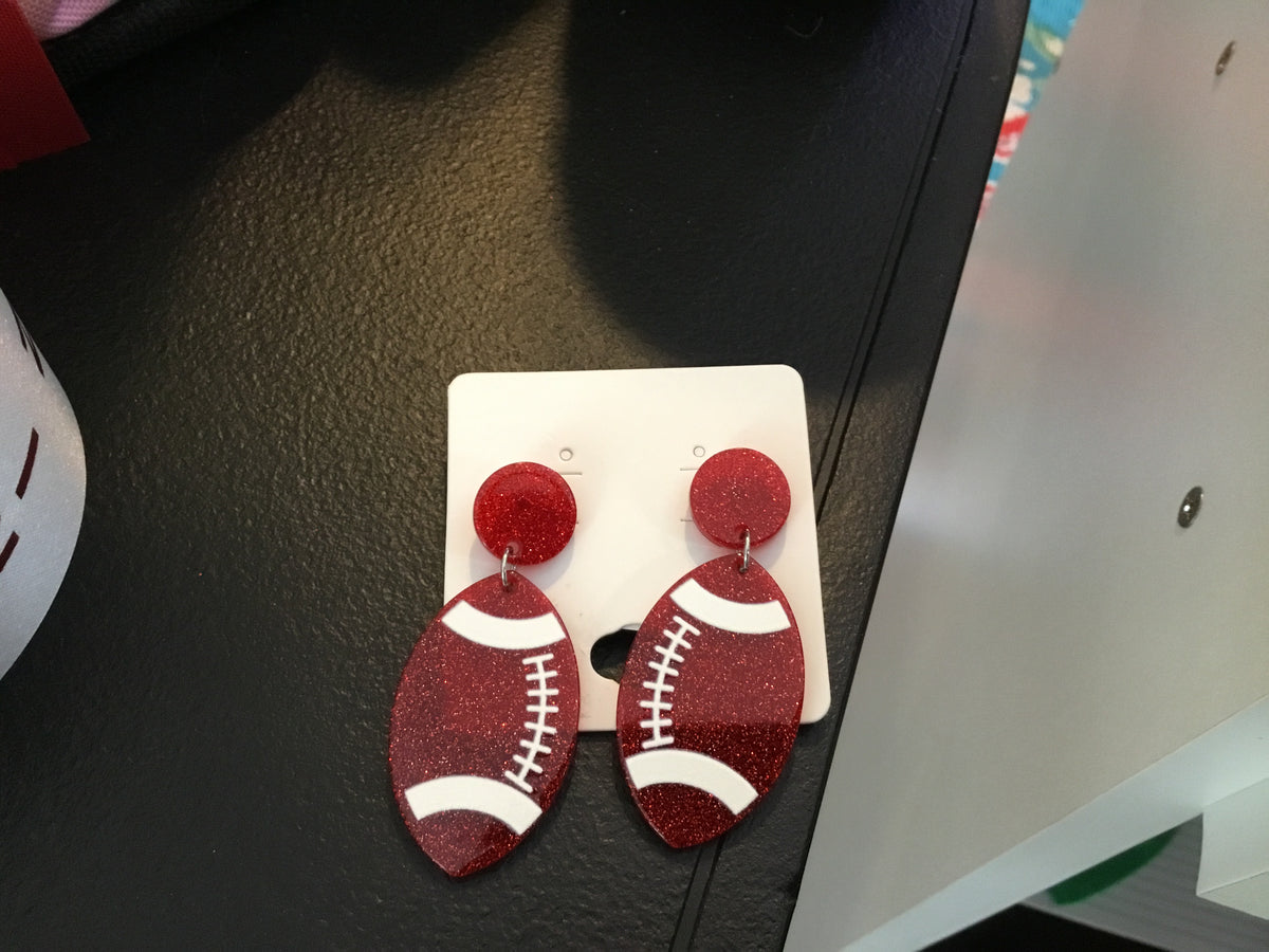 Red Football Earring