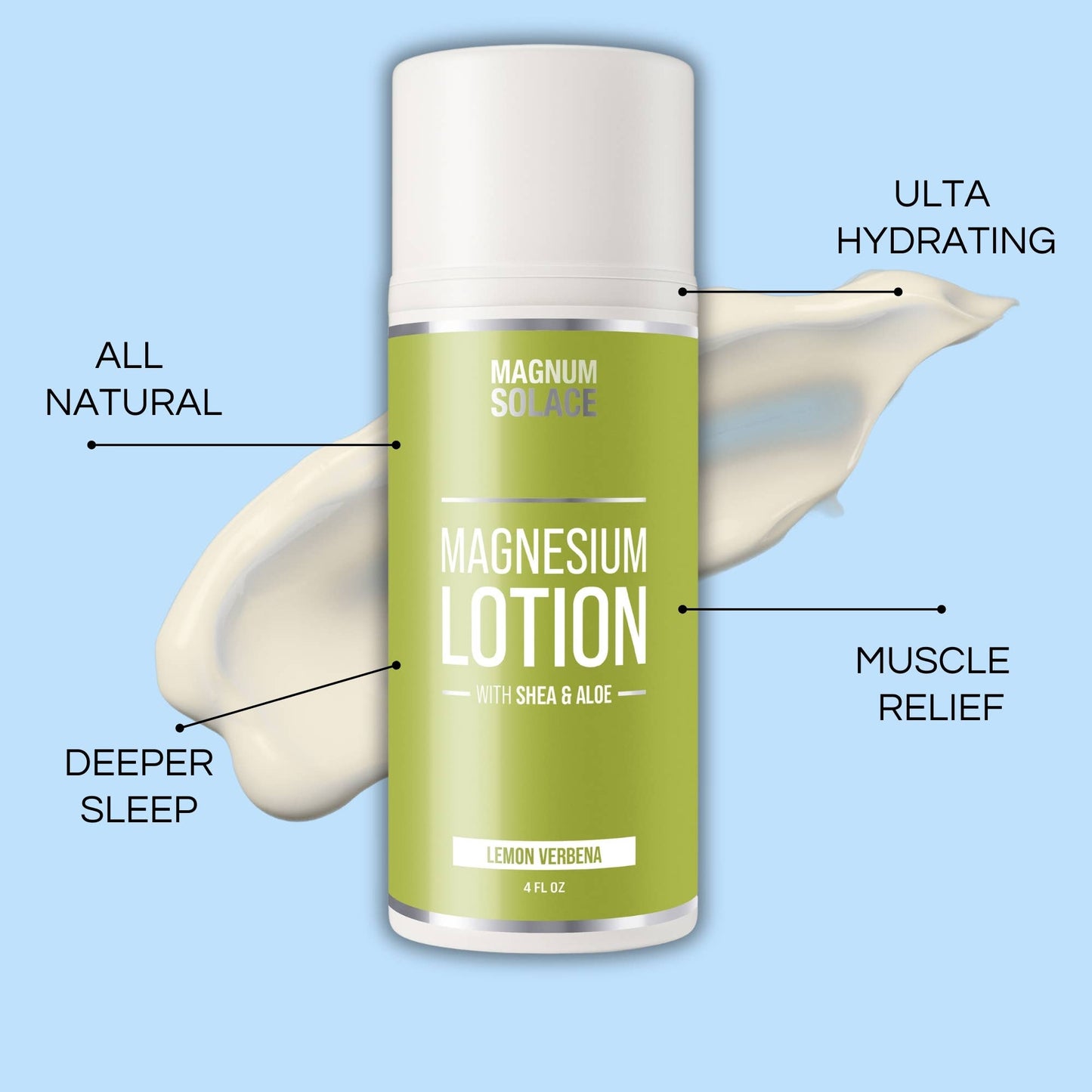Magnesium Lotion with Aloe, Shea and Coconut (Lemon Verbena)