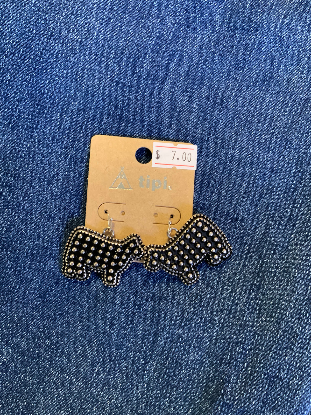Tipi Black Cow Polka Dot Earrings