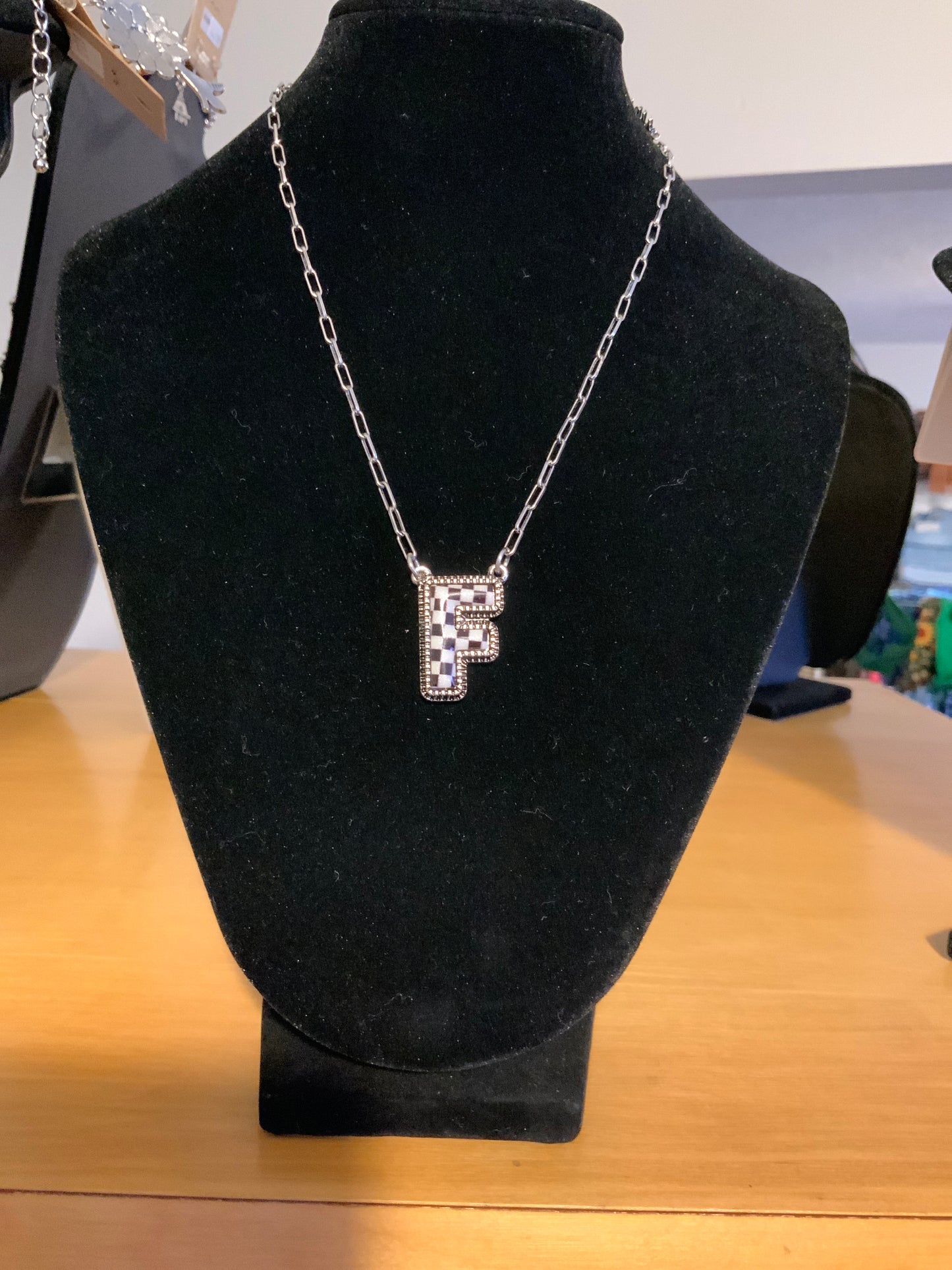 Tipi Checkered "F" Necklace