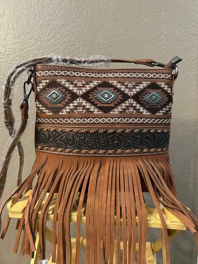 Brown Southwestern Fringe Crossbody