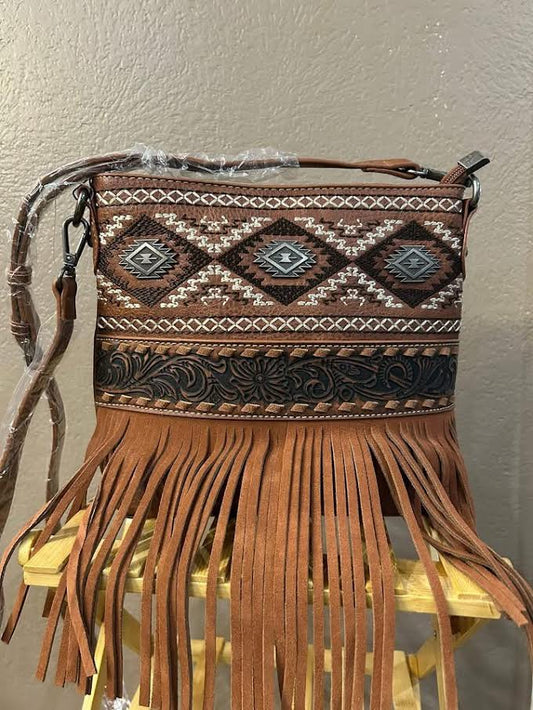 Brown Southwestern Fringe Crossbody