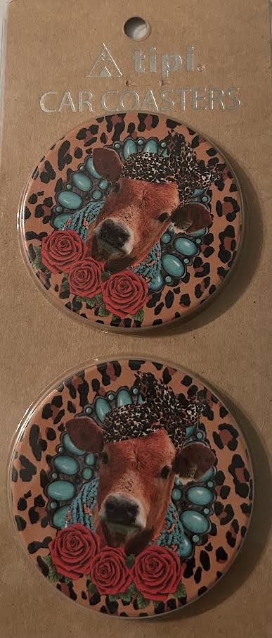 Leopard Cow Car Coasters