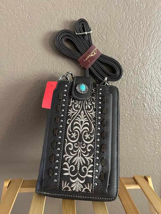 Black Zip-Around Wallet Crossbody