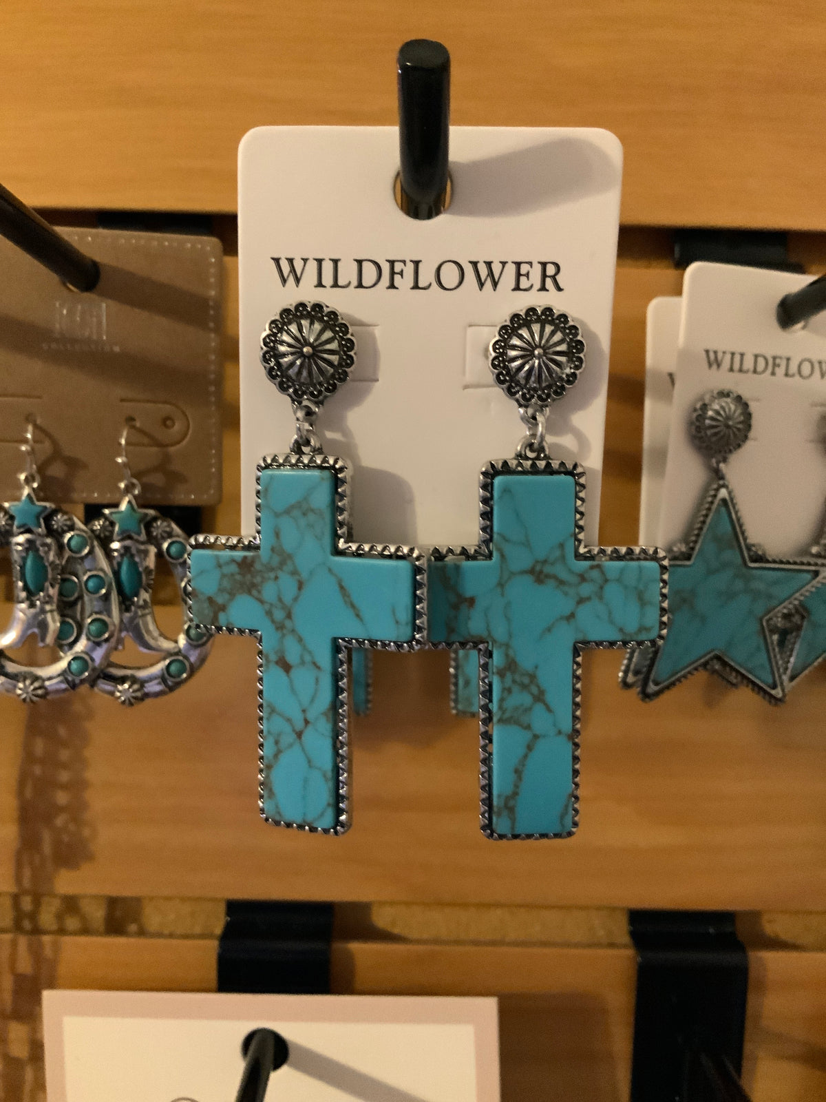 WILDFLOWER TURQUOISE CROSS EARRINGS