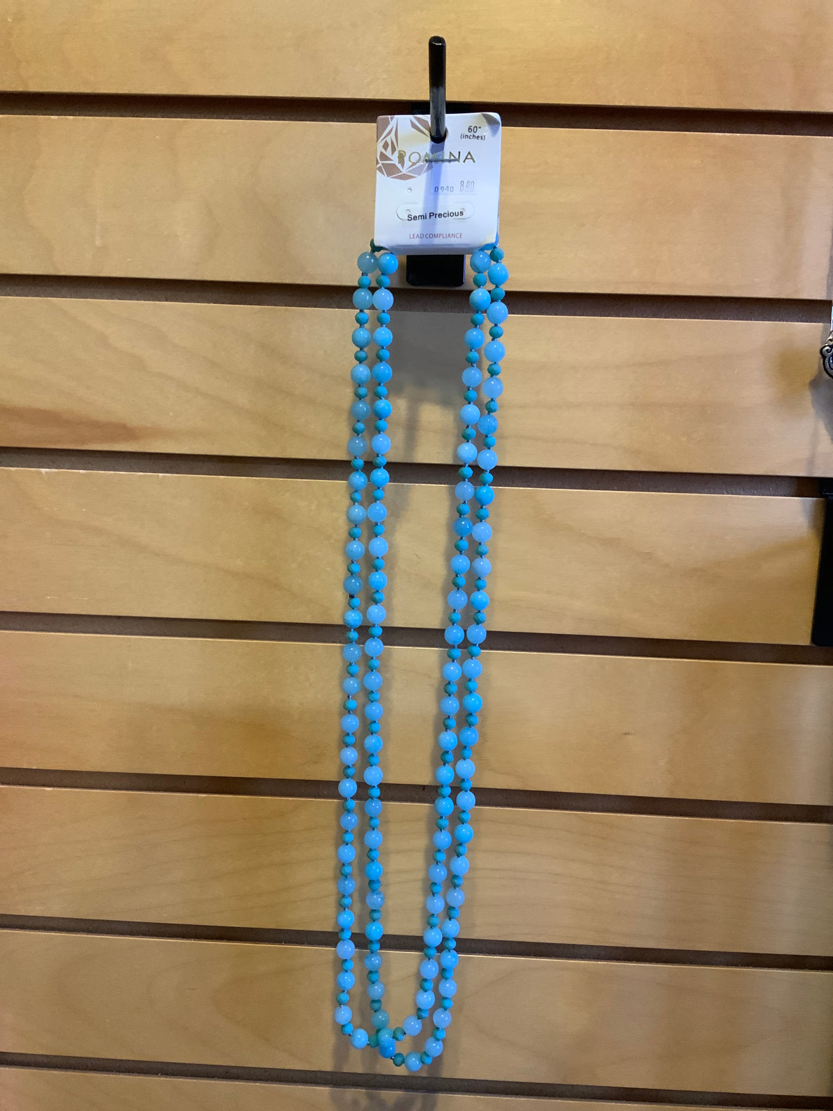 60" Extra Long Hand Knotted Turquoise  2 Tone Layer Necklace