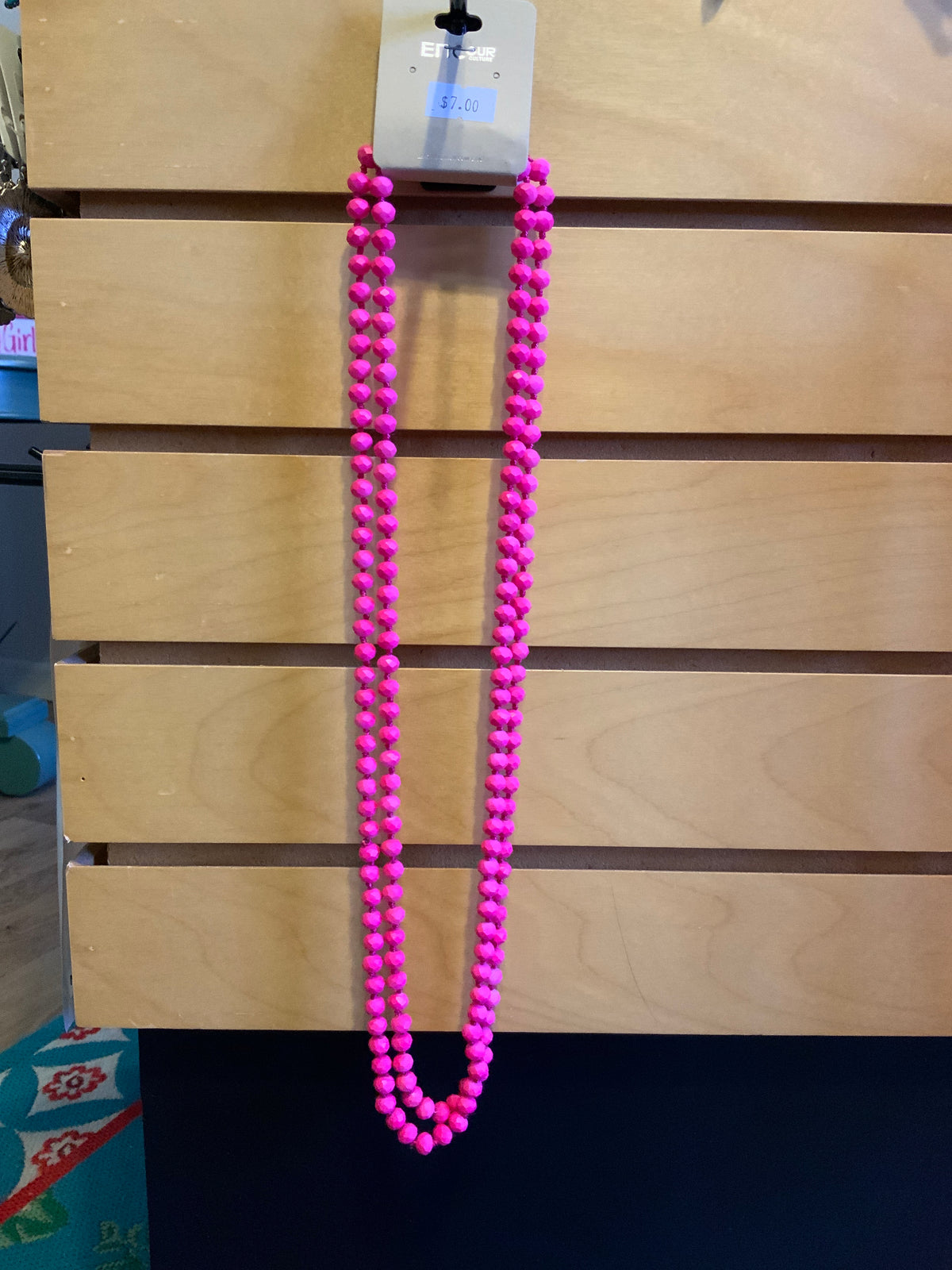 Neon Pink 60" Long Strand Layering Necklace