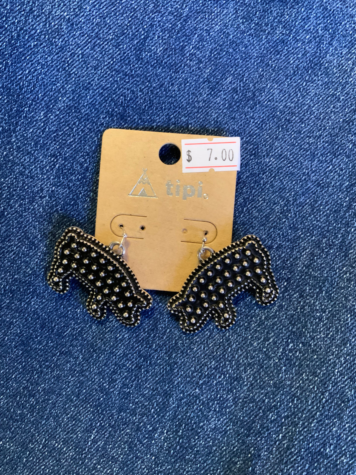 Tipi Black Polka Dot Pig Earrings