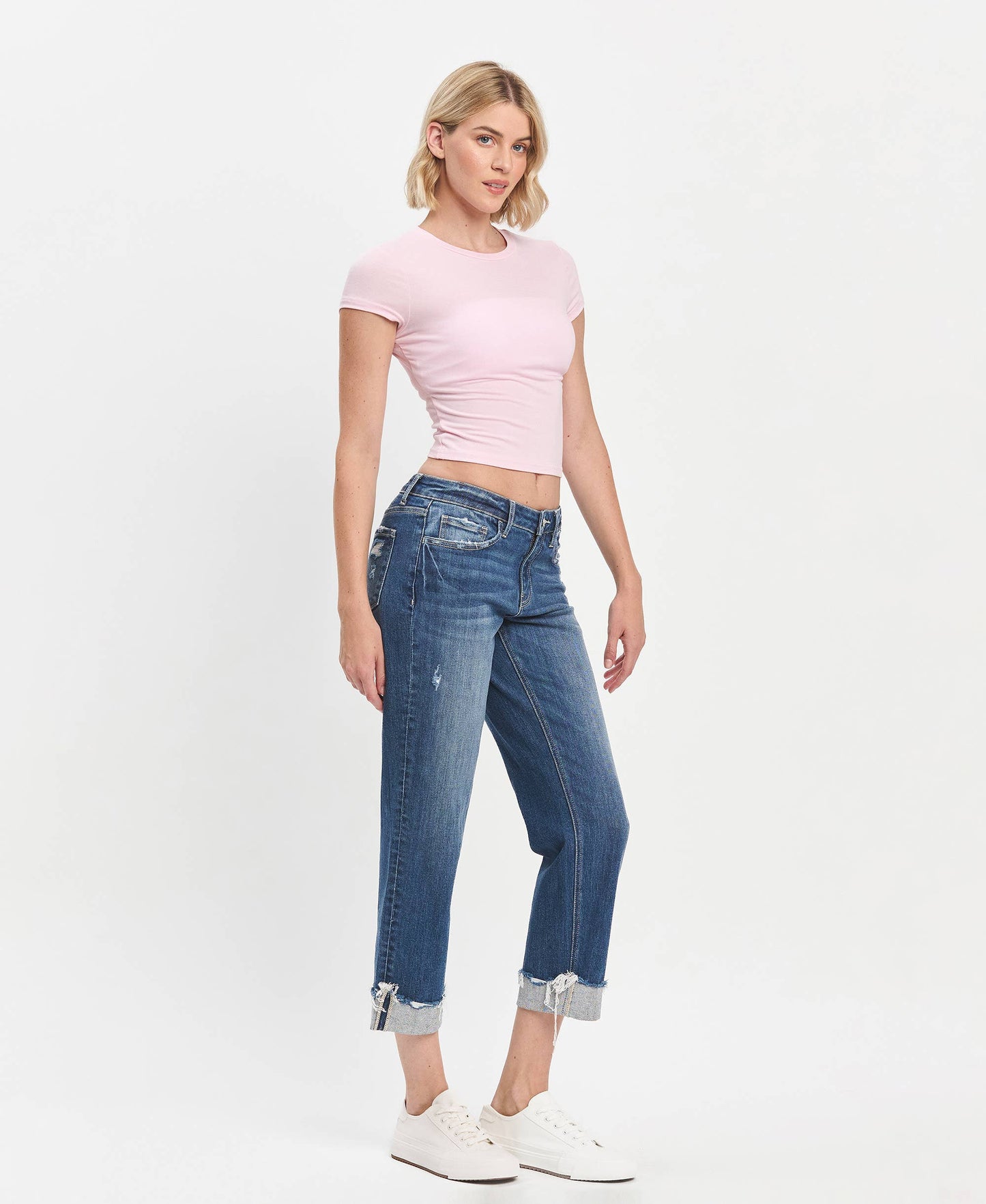 MID RISE CUFFED BOYFRIEND JEANS LV1461