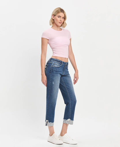 MID RISE CUFFED BOYFRIEND JEANS LV1461