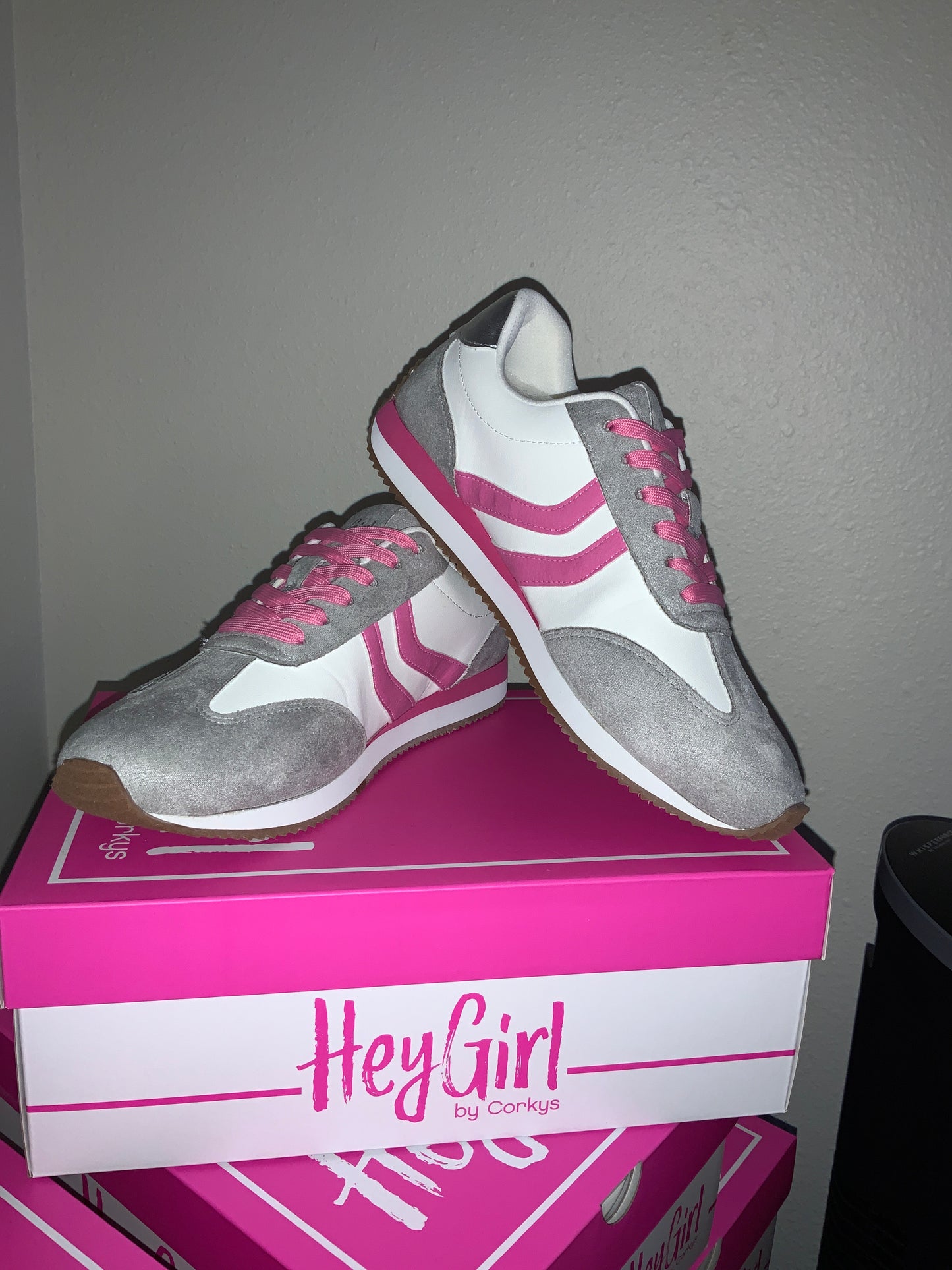 Corkys Kickoff Grey Pink Combo Sneaker