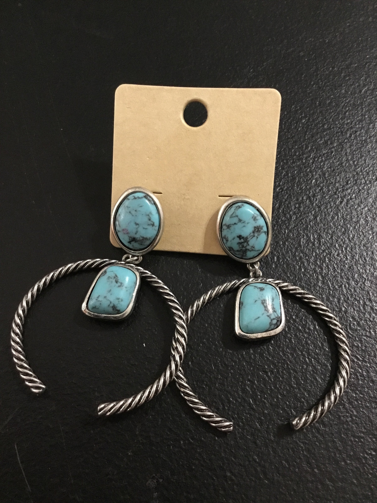 Turquoise Broken Circle Earrings