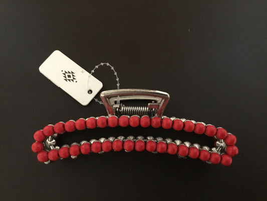 Red Beaded Metal Hair Clip