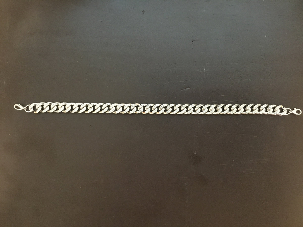 Silver Colored Jeweled Cuban Link Truckers Hat Band
