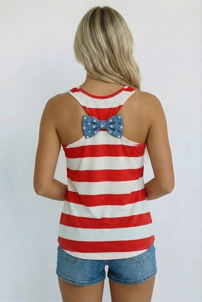 4th of July Patriotic red and white striped tank top