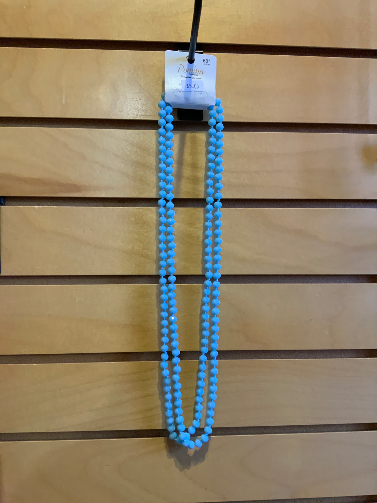 60" Extra Long Hand Knotted Light Blue Layer Necklace