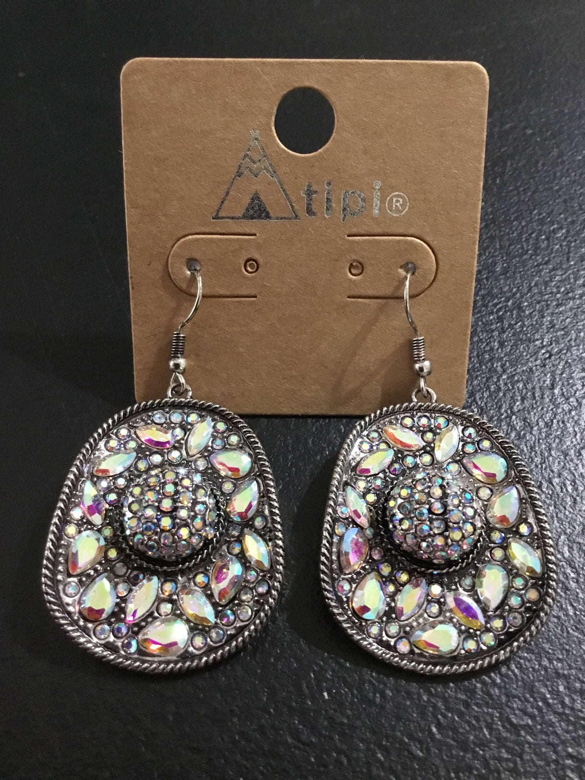 Tipi Iridescent Cowgirl Hat Earrings