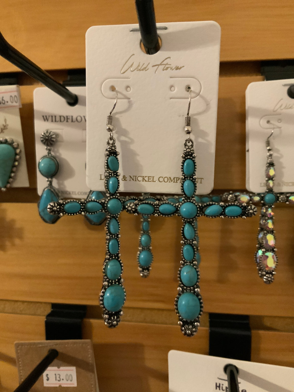 WILD FLOWER TURQUOISE CROSS EARRINGS