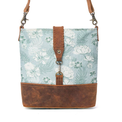 Sagefield Cotton & Leather Shoulder Bag in Mint Brown
