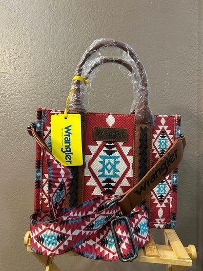 Rust-Red Southwestern Aztec Wrangler Tote Bag