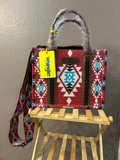 Rust-Red Southwestern Aztec Wrangler Tote Bag