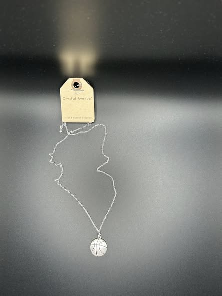 Silver Basketball Pendant Necklace 🏀