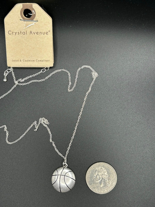 Silver Basketball Pendant Necklace 🏀