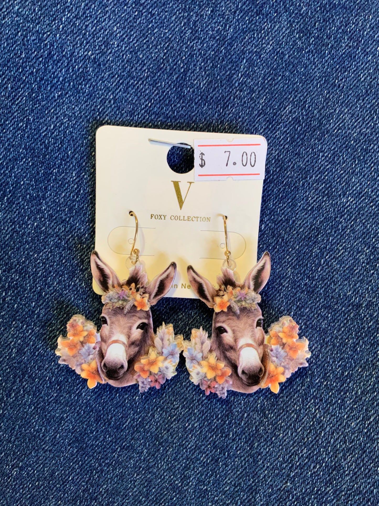 Acrylic 3D Floral Donkey Dangle Earrings