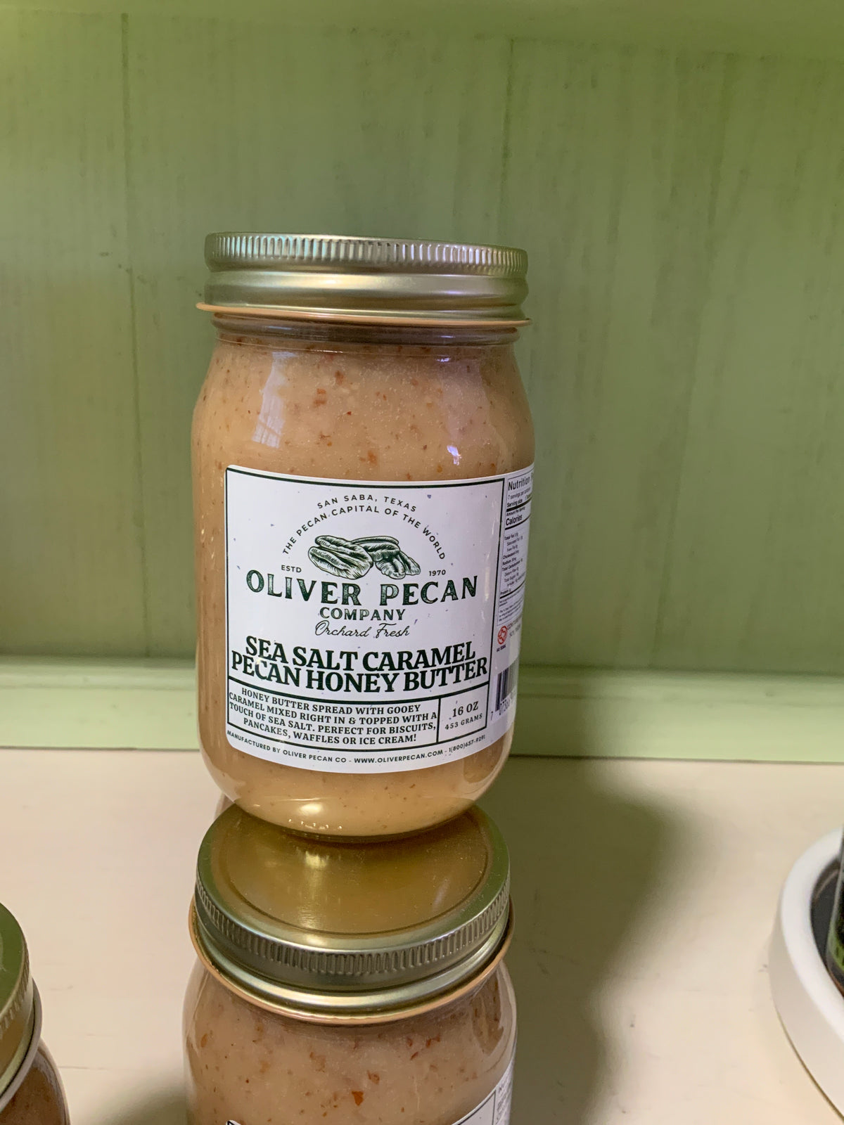 Oliver Pecan Company Sea Salt Carmel Pecan Honey Butter