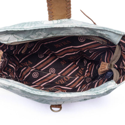 Sagefield Cotton & Leather Shoulder Bag in Mint Brown