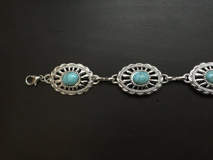 Silver Toned Turquoise Concho Truckers Hat Band