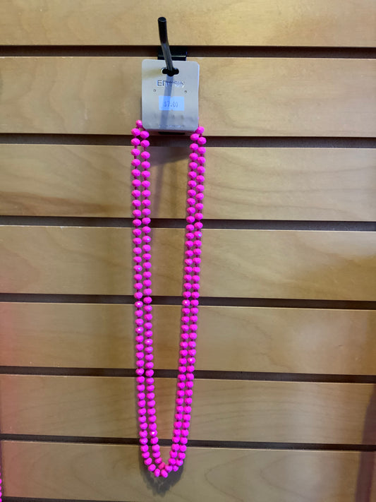 Pink Crystal 60" Long Strand Layering Necklace