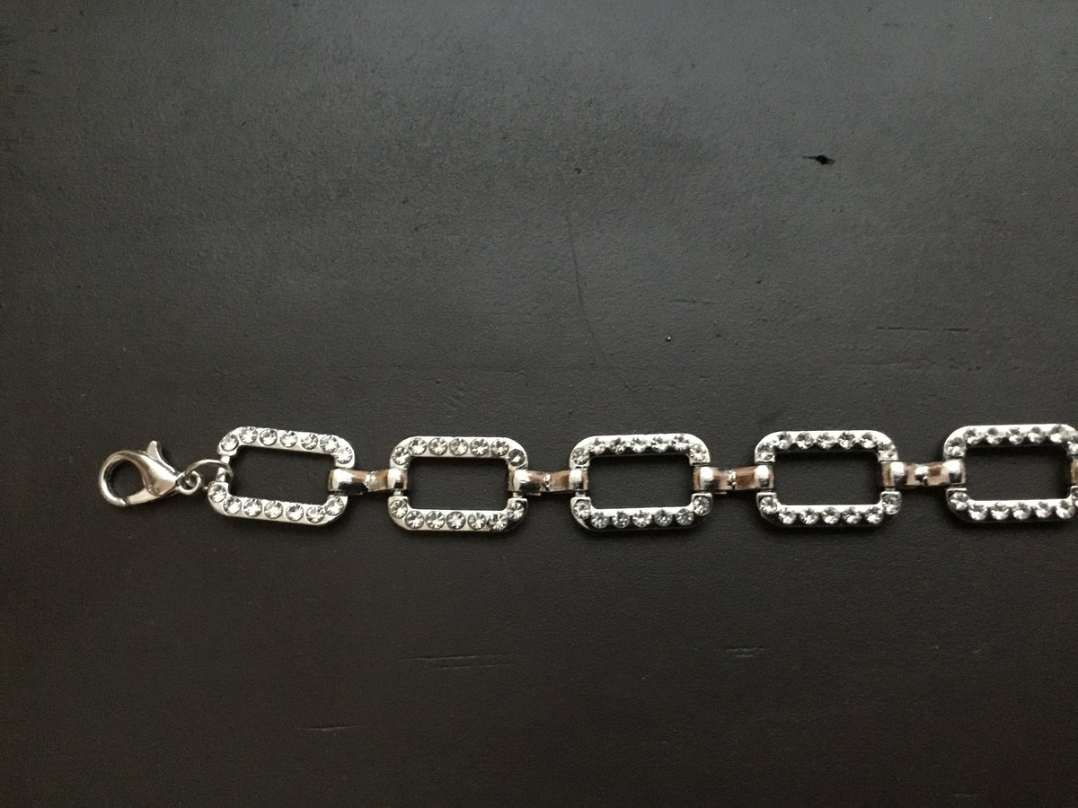 Silver Colored Jeweled Link Chain Trucker Hat Band