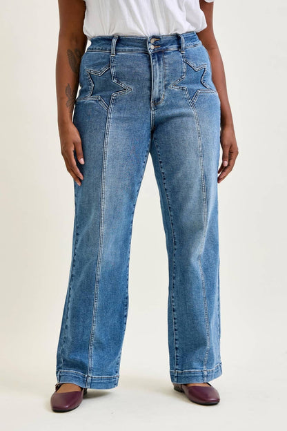 Judy Blue Star & Front Seam Jeans- PLUS