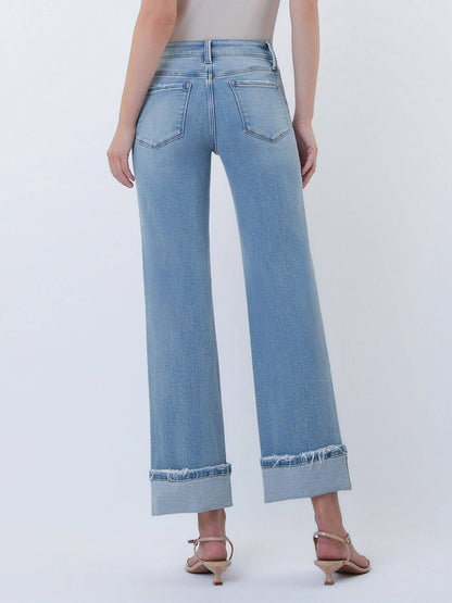 MID RISE MEDIUM LIGHT CUFFED SLIM WIDE JEANS LV2181