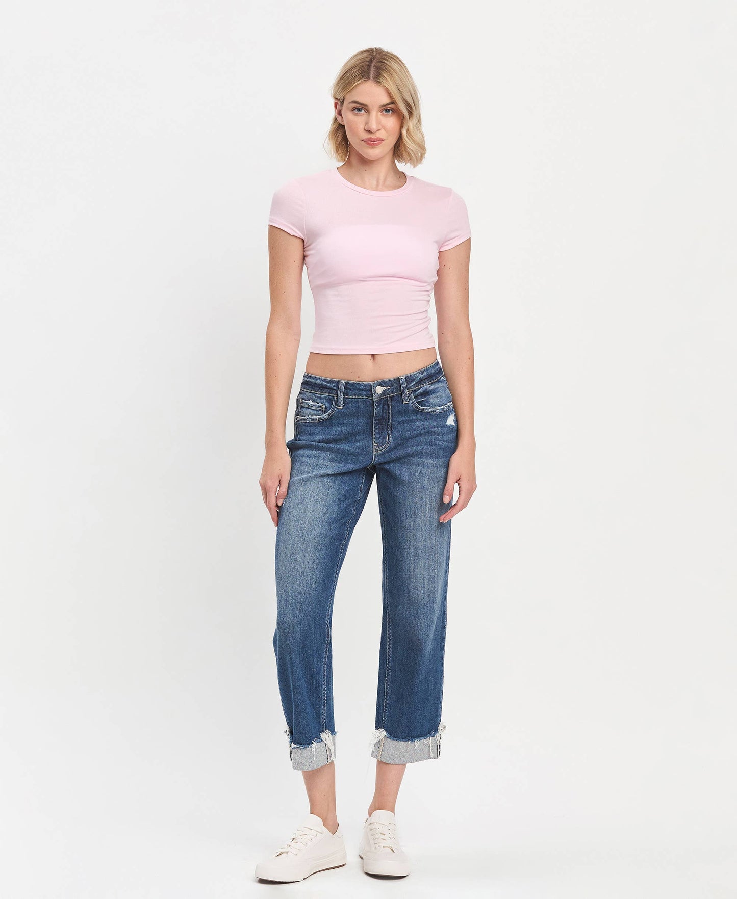 MID RISE CUFFED BOYFRIEND JEANS LV1461
