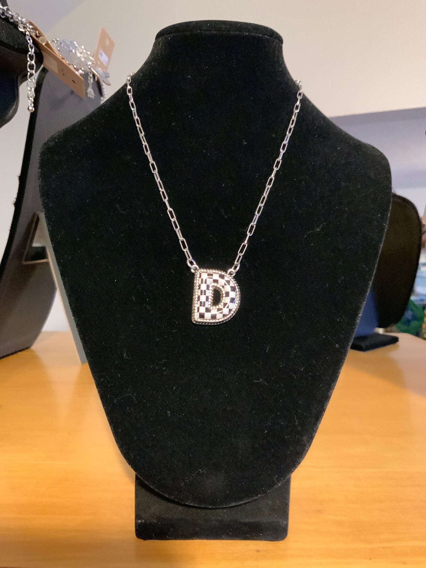 Tipi Checkered "D" Necklace
