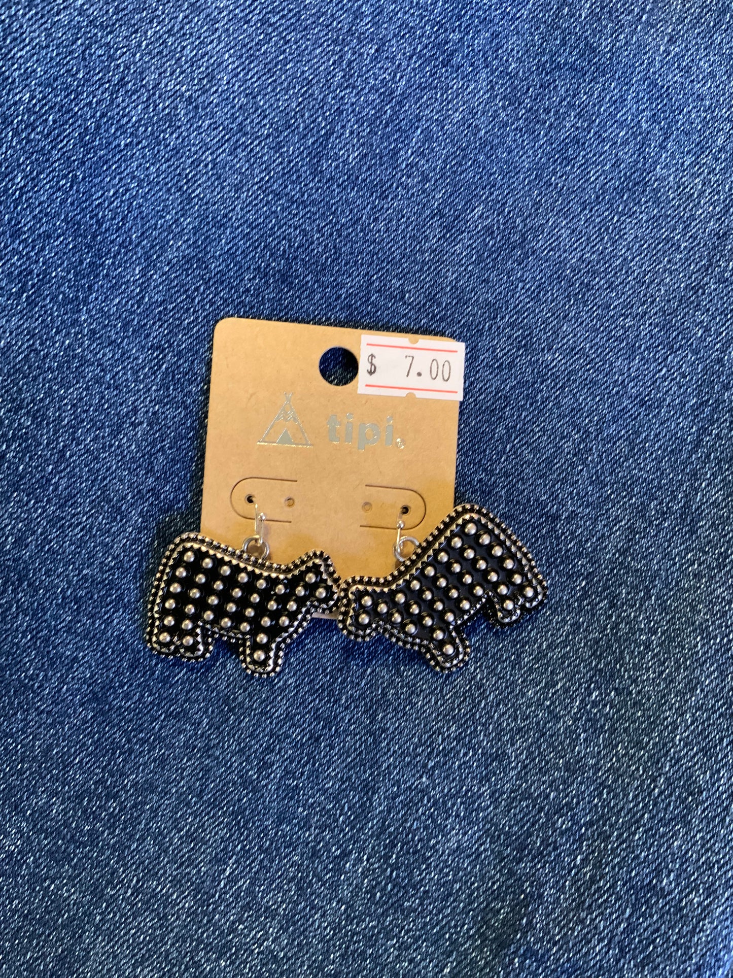 Tipi Black Cow Polka Dot Earrings