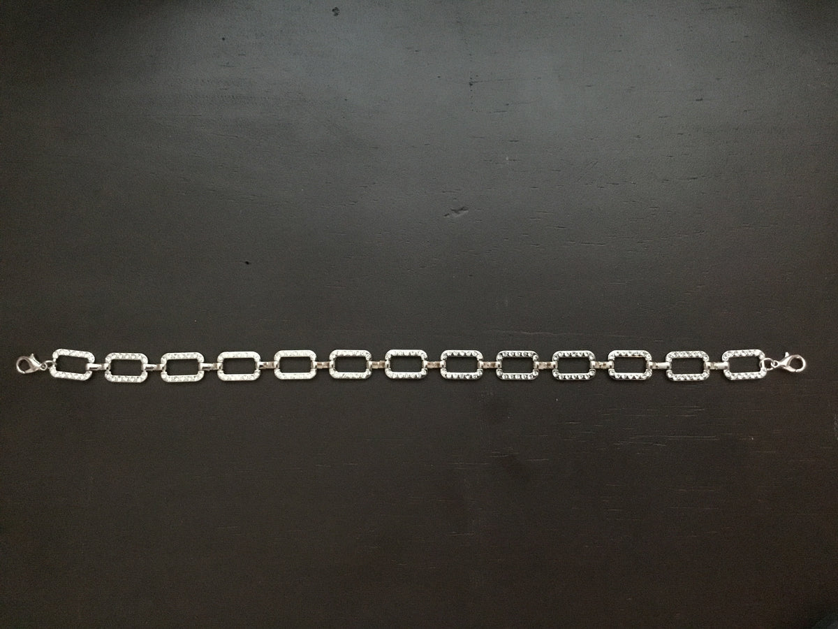 Silver Colored Jeweled Link Chain Trucker Hat Band