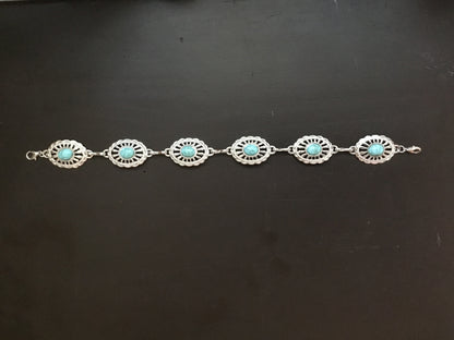 Silver Toned Turquoise Concho Truckers Hat Band