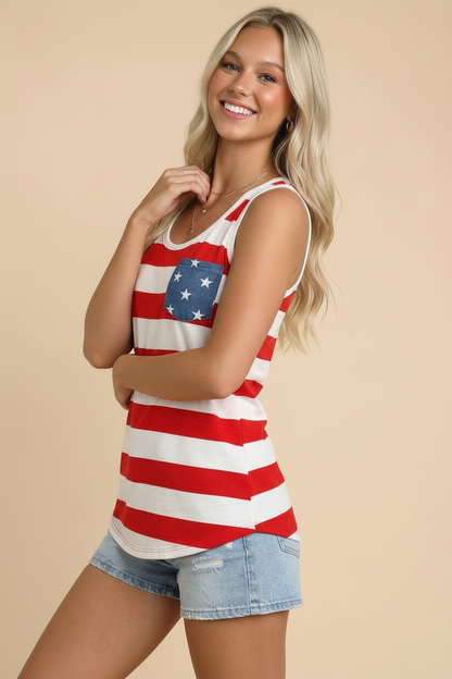 4th of July Patriotic red and white striped tank top