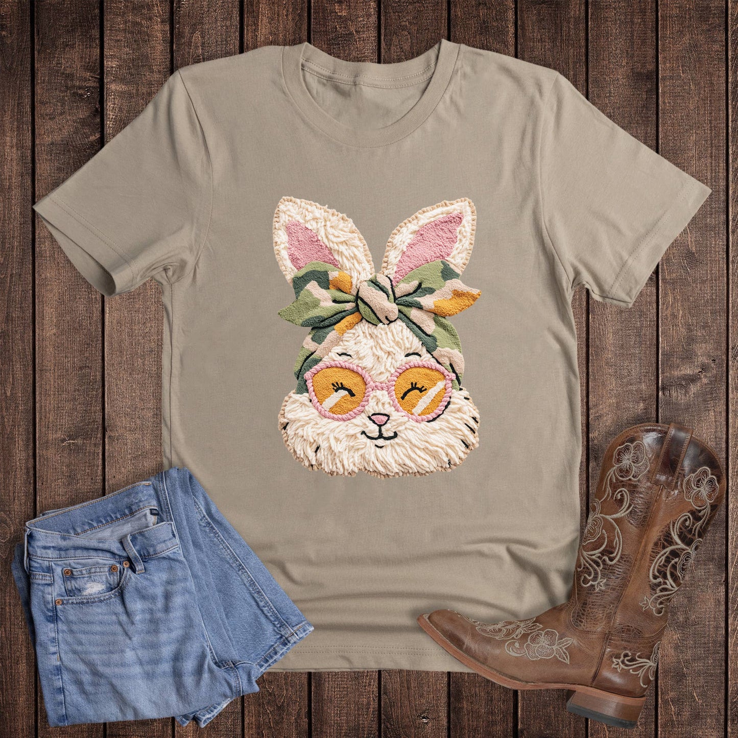 Easter Western Camo Bunny Graphic Tee